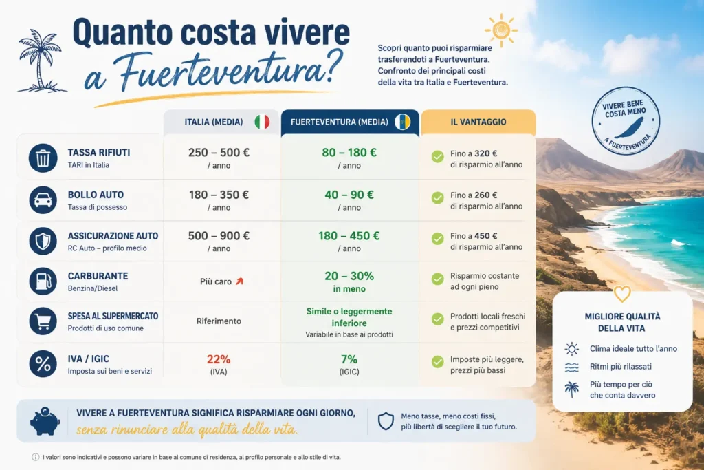 Confronto costi della vita a Fuerteventura